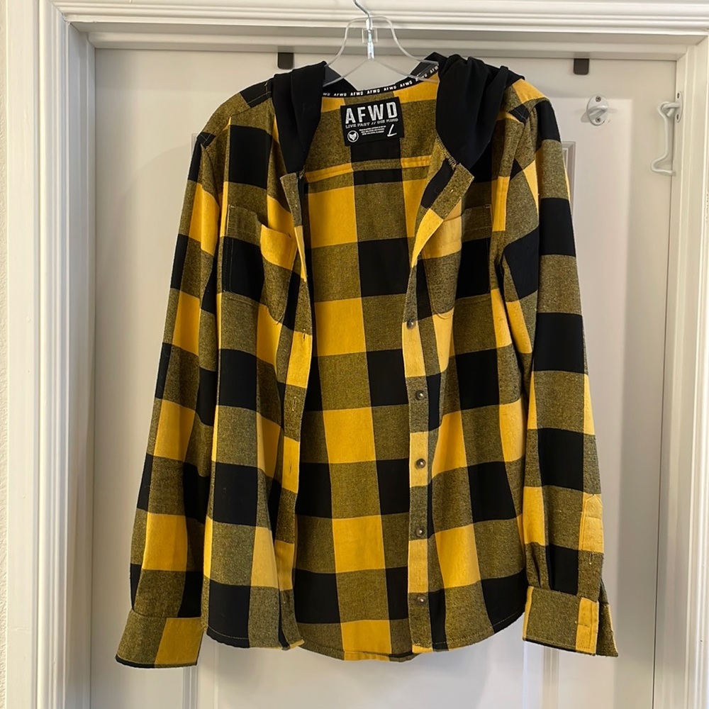 Alpha Forward hooded flannel. Size Large
